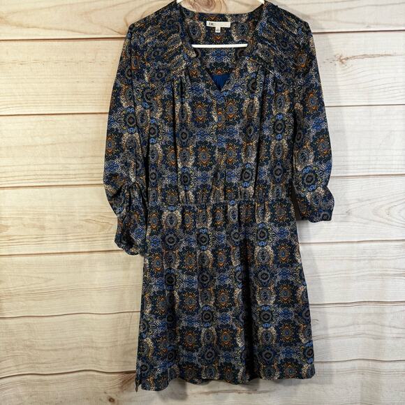 DR2 Multicolor Long Sleeve Pleated Dress Size Medium - Picture 1 of 4